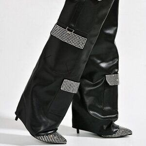 "CUFFED DRIPPED BEAUTY " Rhinestone Thigh High Fold Over Boots(BRAND NEW !!!!!!!